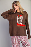 Walk The Line Cowboy Boot Sweater (Brown)