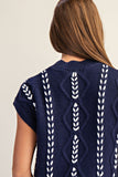 Cable Knit Whipstitch Cropped Sweater