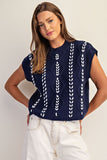 Cable Knit Whipstitch Cropped Sweater