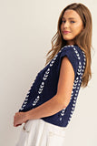 Cable Knit Whipstitch Cropped Sweater