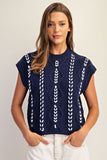 Cable Knit Whipstitch Cropped Sweater