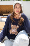 Teddy Bear Open Knit Sweater (Navy)