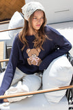 Teddy Bear Open Knit Sweater (Navy)