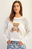 Teddy Bear Open Knit Sweater (Off White)