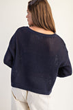 Teddy Bear Open Knit Sweater (Navy)