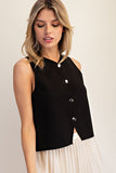 Silver Button Vest (Black)