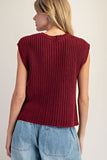 Button Down Chunky Knit Vest (Wine)