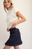 Button Down Mini Denim Skirt