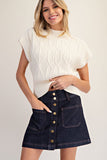 Button Down Mini Denim Skirt