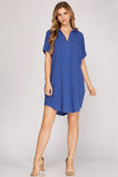 Linen Lounger Dress (Blue)