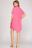 Linen Lounger Dress (Pink)