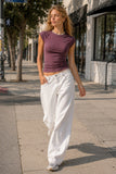 Washed Ribbed Fitted Top (Burgundy)