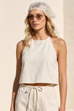Soft Halter Cropped Top (Ecru)