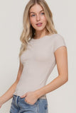 Ribbed Crew Neck Fitted Top (Taupe)