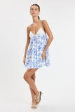 Camellia Swing Mini Dress (Blue)