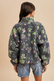 Floral Sherpa Snap Button Pullover