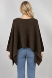 Ribbed Handkerchief Hem Poncho Sweater (Brown)