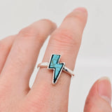 Turquoise Lightning Bolt Ring (Silver)