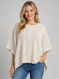 Cable Knit Crewneck Poncho Sweater