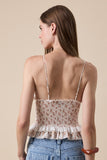 Cocoa Floral Sweetheart Ruffle Lace Cami Top