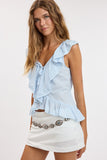 Cascading Ruffle Lace Top (Baby Blue)