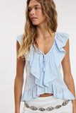 Cascading Ruffle Lace Top (Baby Blue)