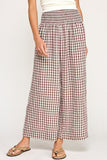 Gingham Linen Wide Leg Pants