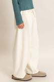Soft Drawstring Waist Barrel Sweatpants (Cream)