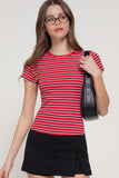 Retro Stripe Ribbed Top (Red)