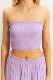 Elsie Smocked Strapless Top And Skirt Set (Lavender)