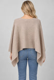 Ribbed Handkerchief Hem Poncho Sweater (Taupe)