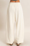 Soft Drawstring Waist Barrel Sweatpants (Cream)