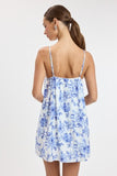 Camellia Swing Mini Dress (Blue)