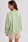 Striped Fish Graphic Sweater (Pistachio/Cream)