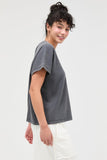 Capped Sleeve Mineral Wash T-shirt (Charcoal)