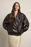 Detachable Faux-fur Collar Leather Jacket