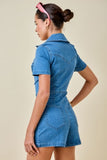 Bridget Collared Stretch Denim Romper