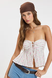 Breezy Floral Stripe Keyhole Tie Ruffle Crop Top