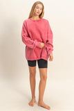 Oversized Crew Neck Sweatshirt (Red)