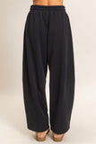 Soft Drawstring Waist Barrel Sweatpants (Black)