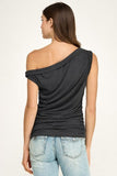 Draped One Shoulder Top (Charcoal)