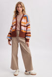 Grace Colorblock Striped Cardigan (Mocha/Sunkist)