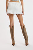 Linen Scallop Lace Mini Skort (Off White)