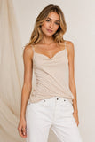 Cupro Cowl Front Cami (Beige)