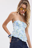 Stacy Floral Tie Back Tube Top (Blue)