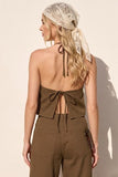 Soft Halter Cropped Top (Brown)