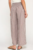 Gingham Linen Wide Leg Pants