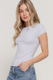 Ribbed Crew Neck Fitted Top (Grey Marl)