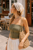 Soft Ribbed Button Front Tube Top (Olive)
