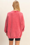 Oversized Crew Neck Sweatshirt (Red)